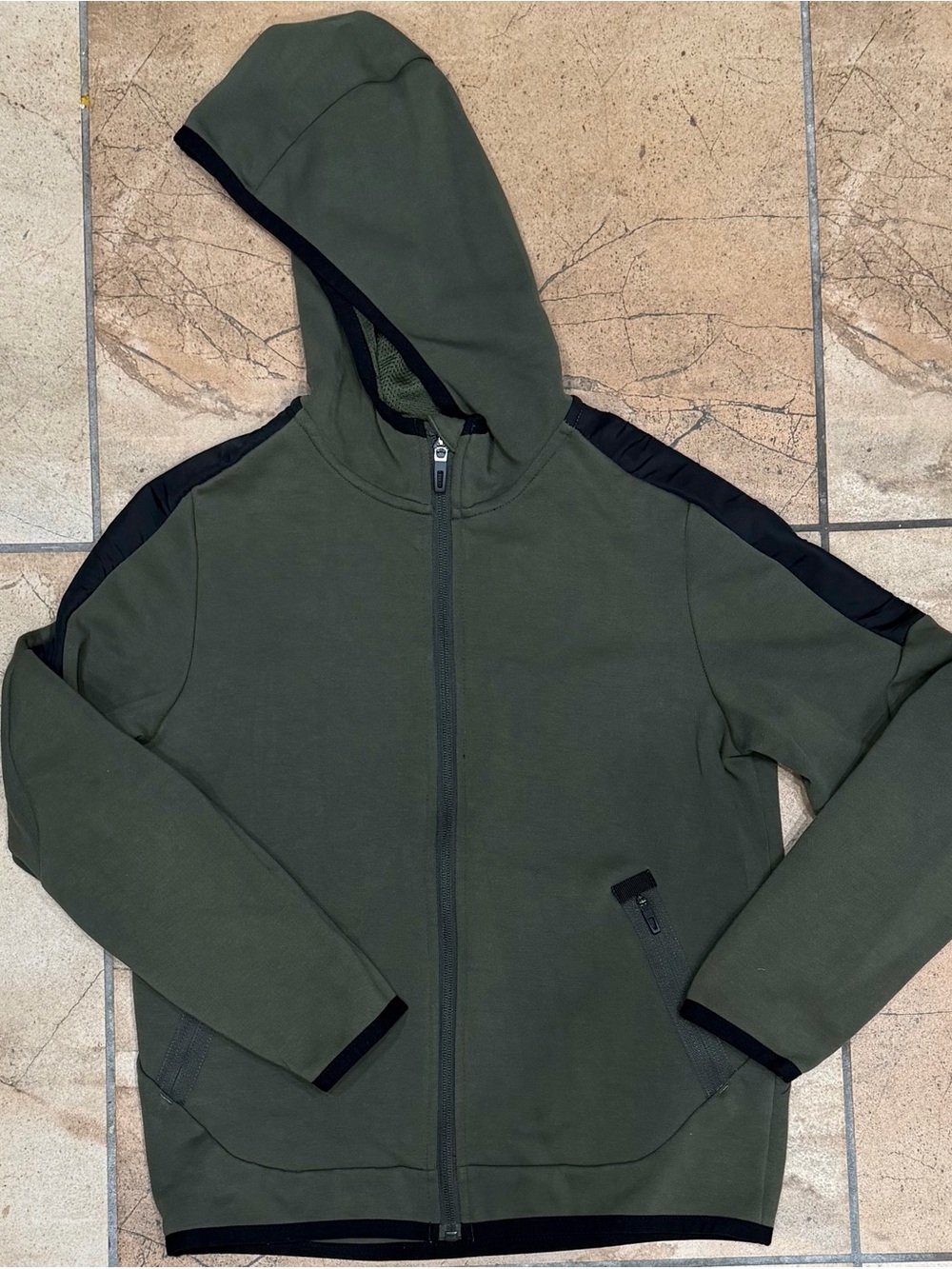 Athletic Works Olive Green Hooded Jacked with Black Trim
